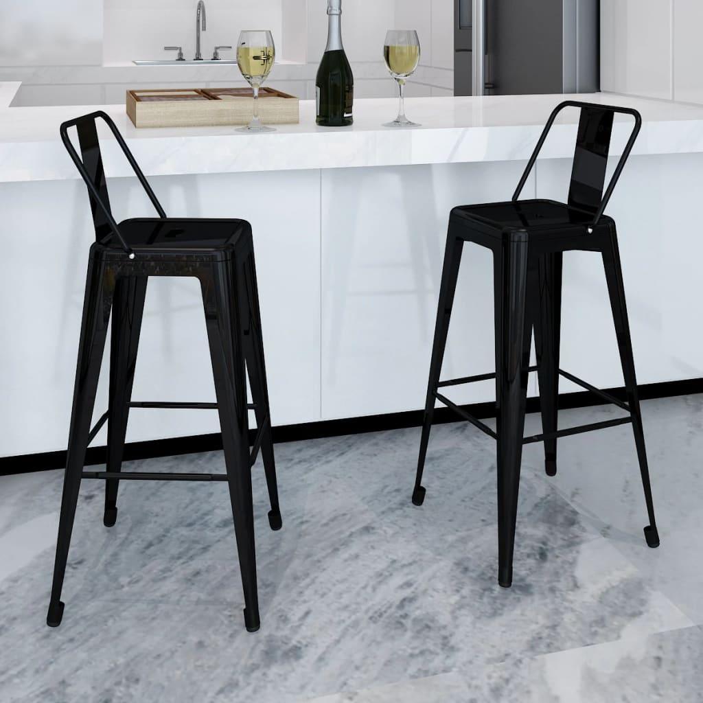 Bar Stools 2 pcs Black Steel at Set Shop and Smile