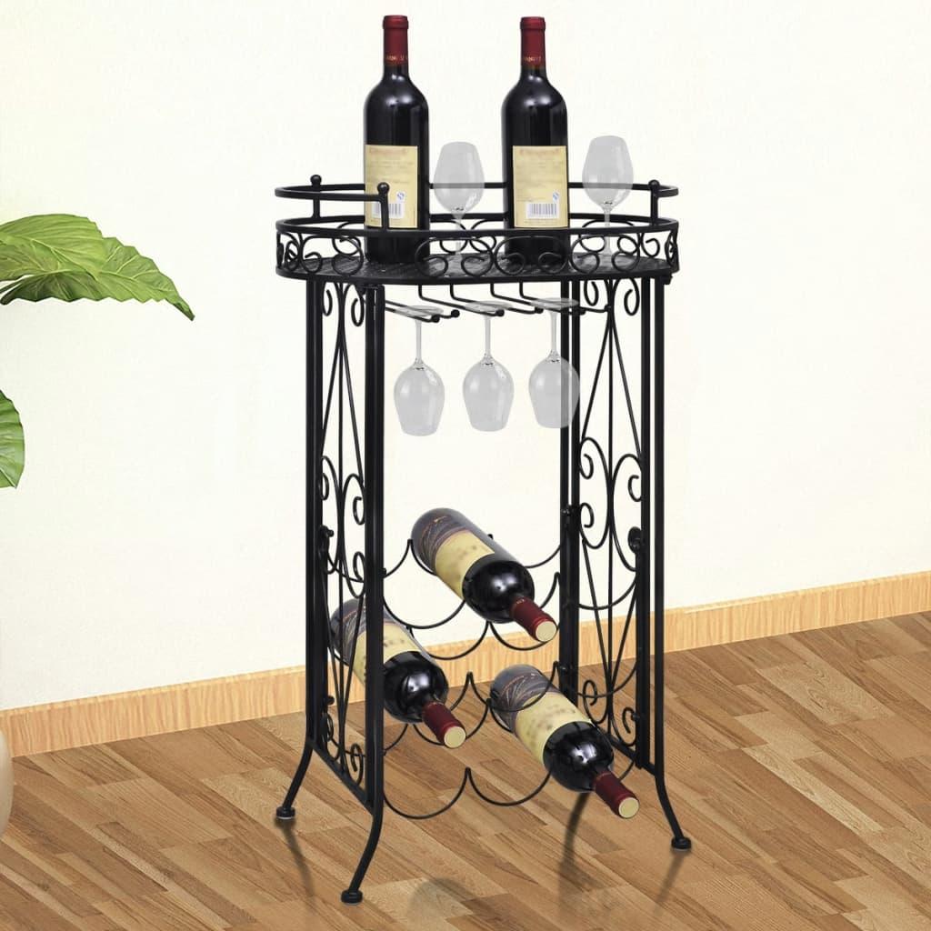 Wine Rack with Glass Holder for 9 Bottles Metal at Set Shop and Smile