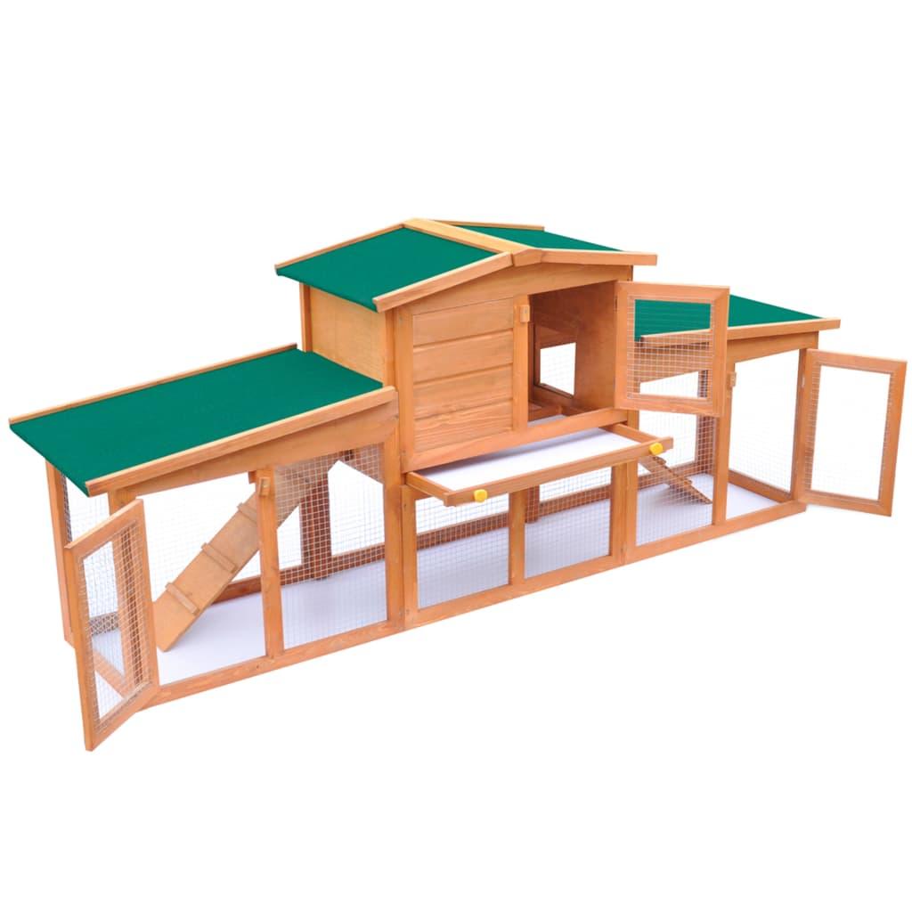 Large Rabbit Hutch Small Animal House Pet Cage with 2 Runs Wood at Set Shop and Smile