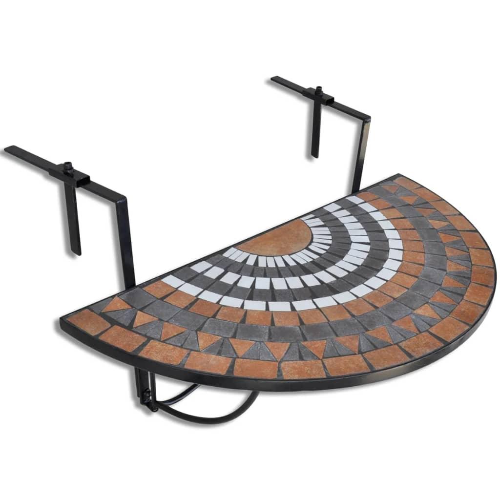 Hanging Balcony Table Terracotta and White Mosaic at Set Shop and Smile