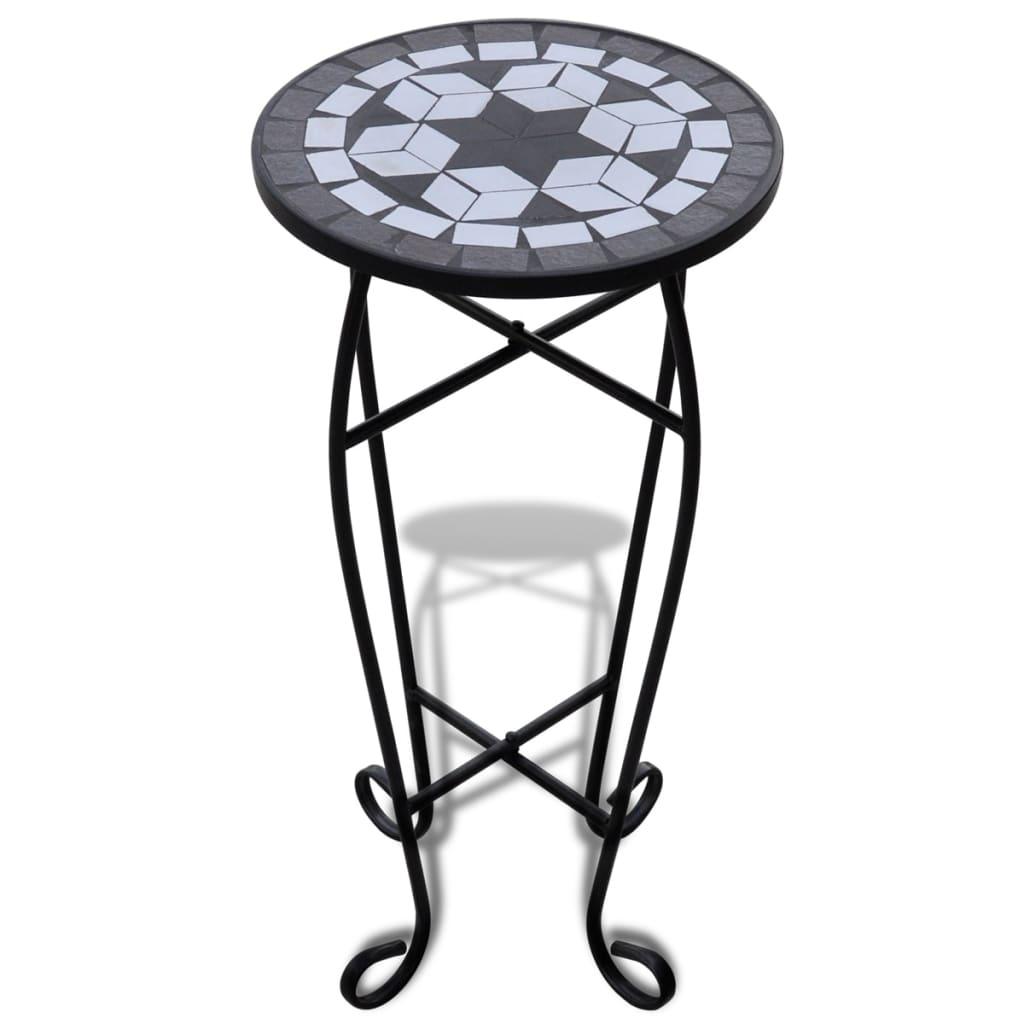 Mosaic Side Table Plant Table Black White at Set Shop and Smile
