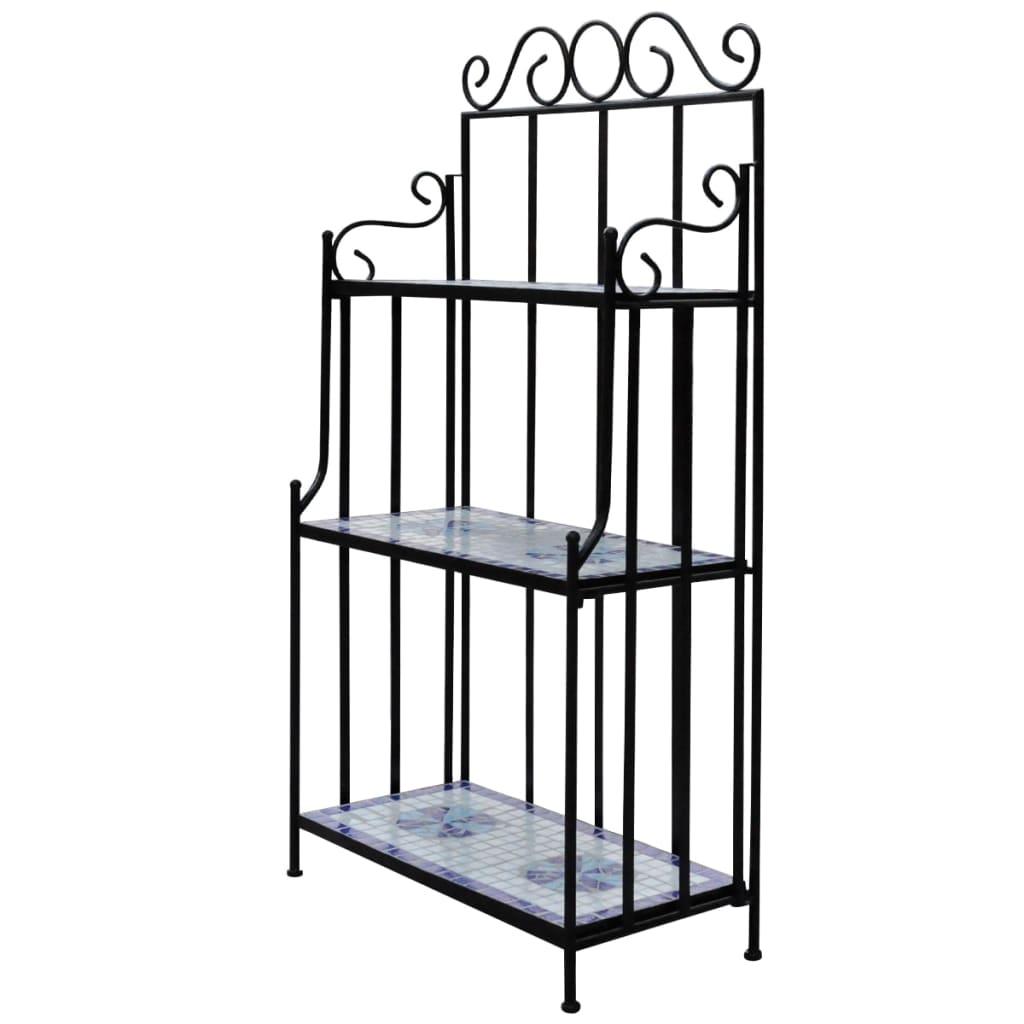 Plant Stand Display Blue White Mosaic Pattern at Set Shop and Smile