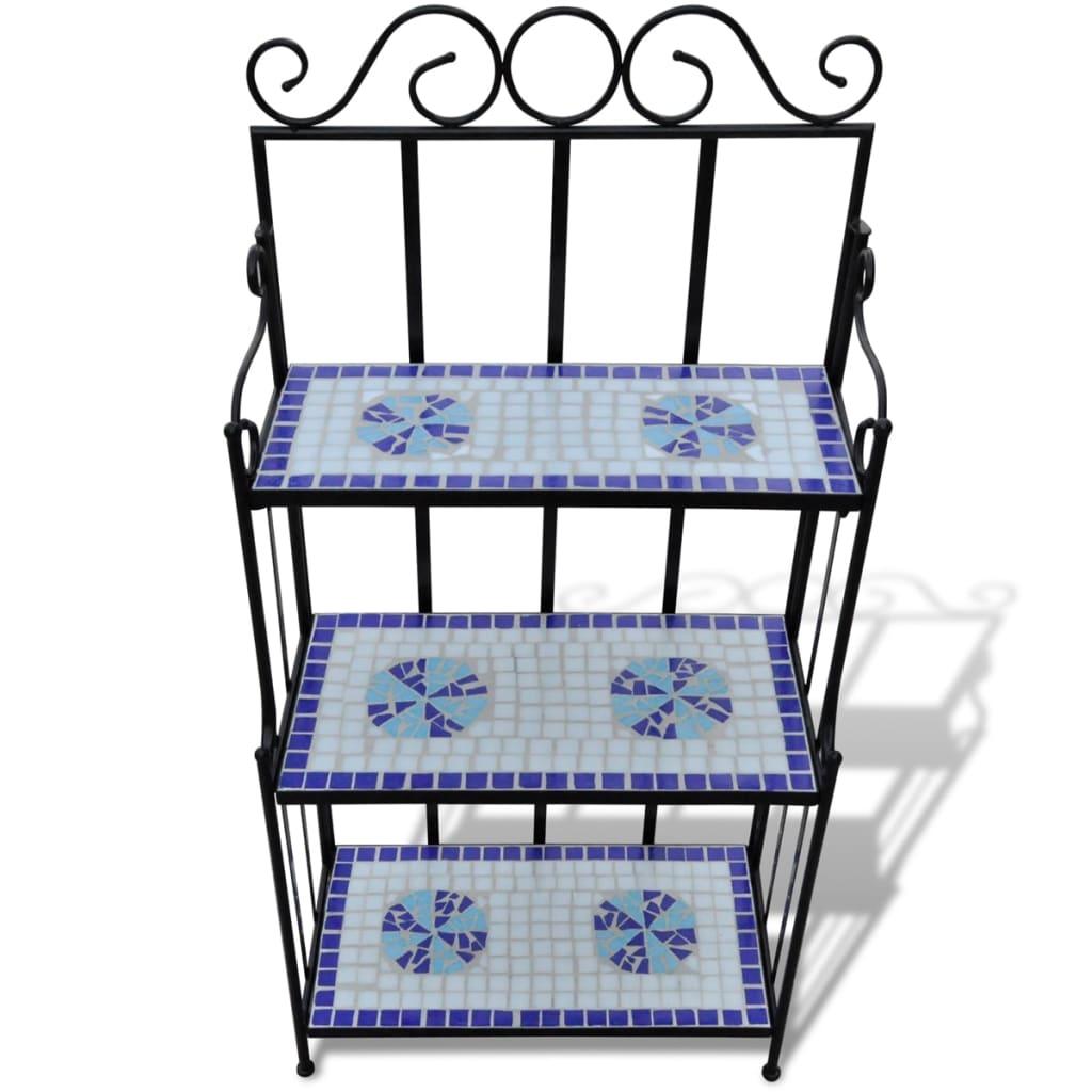 Plant Stand Display Blue White Mosaic Pattern at Set Shop and Smile