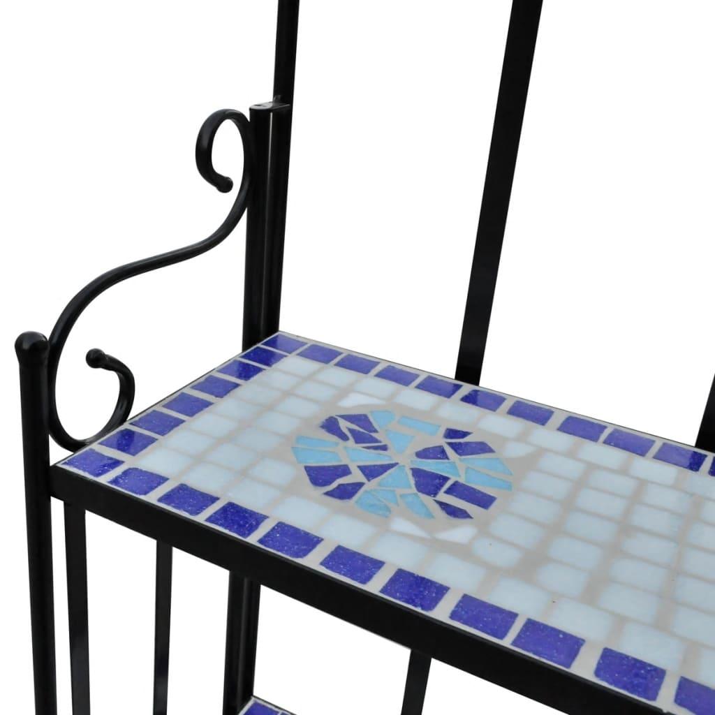 Plant Stand Display Blue White Mosaic Pattern at Set Shop and Smile