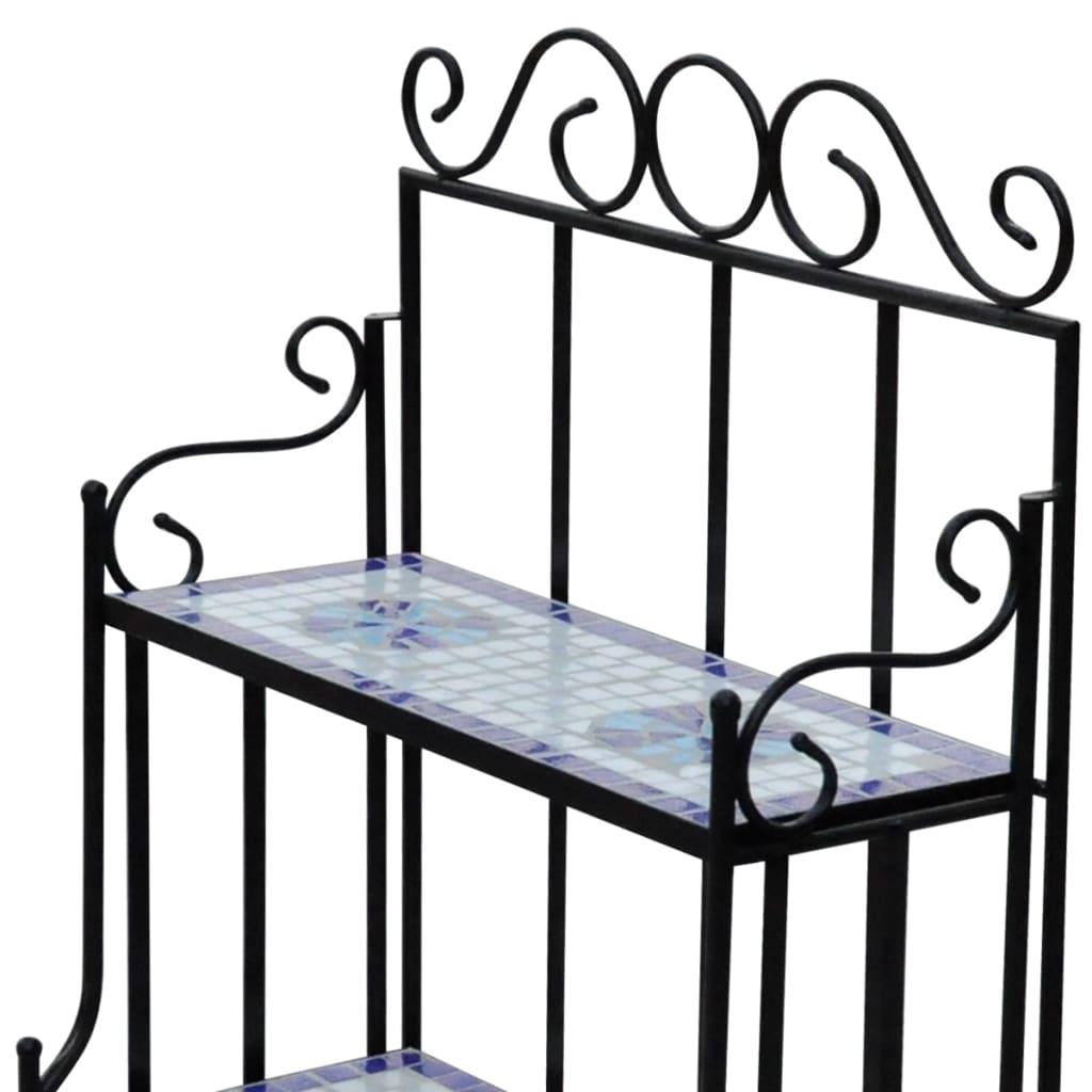 Plant Stand Display Blue White Mosaic Pattern at Set Shop and Smile