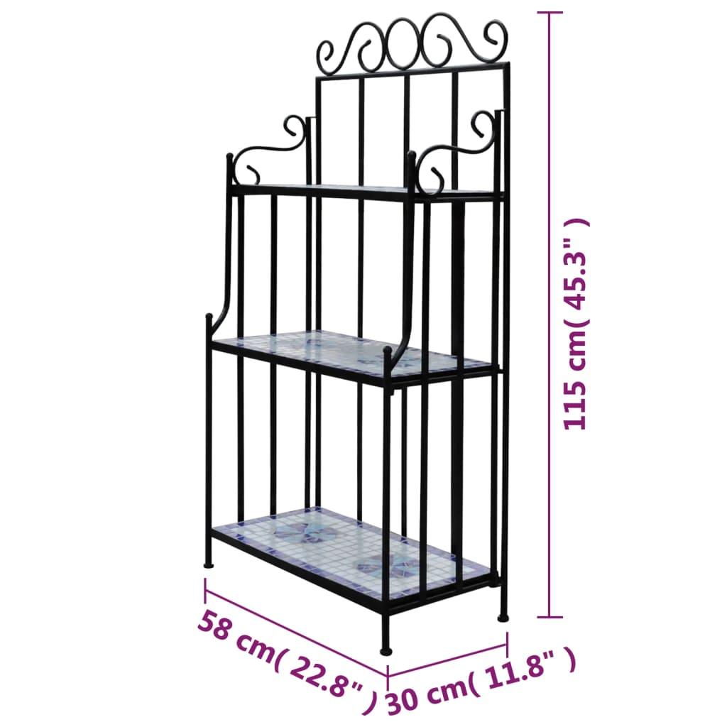 Plant Stand Display Blue White Mosaic Pattern at Set Shop and Smile