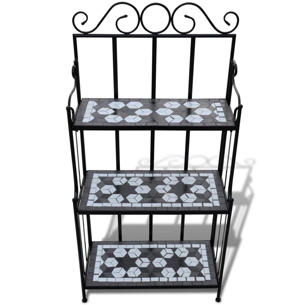 Plant Stand Display Black White Mosaic Pattern at Set Shop and Smile