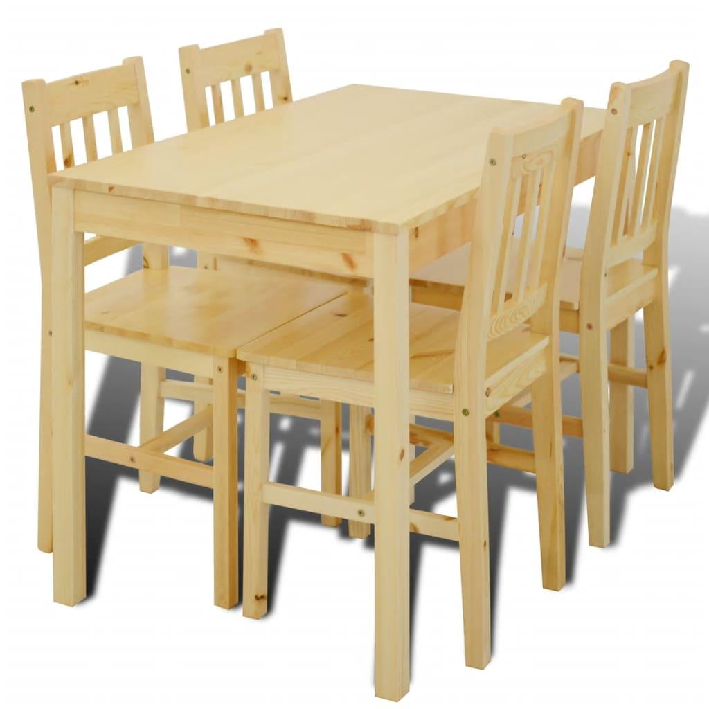 Wooden Dining Table with 4 Chairs Natural at Set Shop and Smile