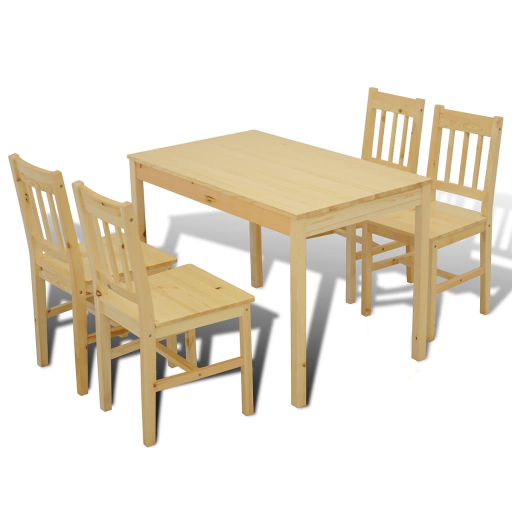 Wooden Dining Table with 4 Chairs Natural at Set Shop and Smile