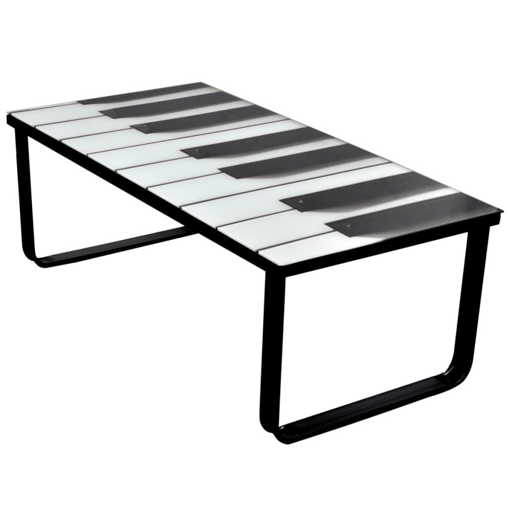 Coffee Table with Piano Printing Glass Top at Set Shop and Smile