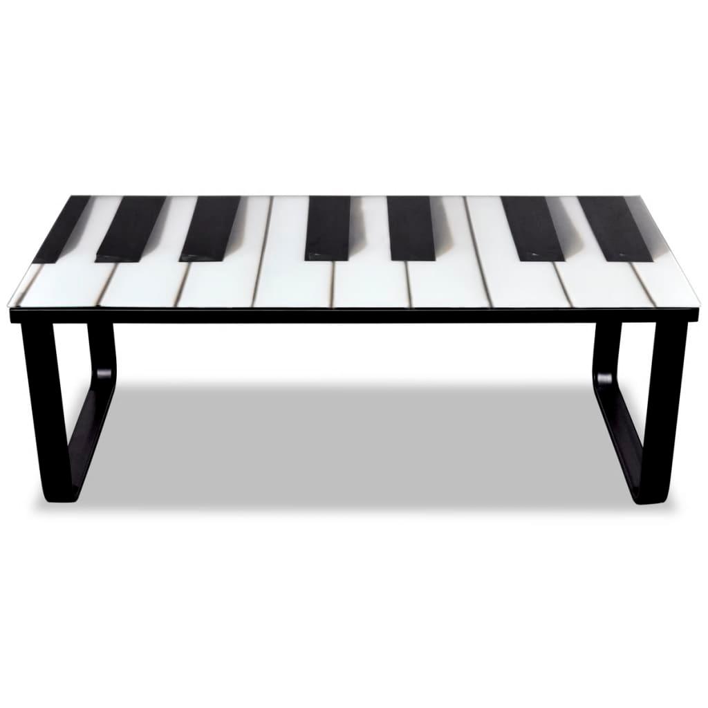 Coffee Table with Piano Printing Glass Top at Set Shop and Smile