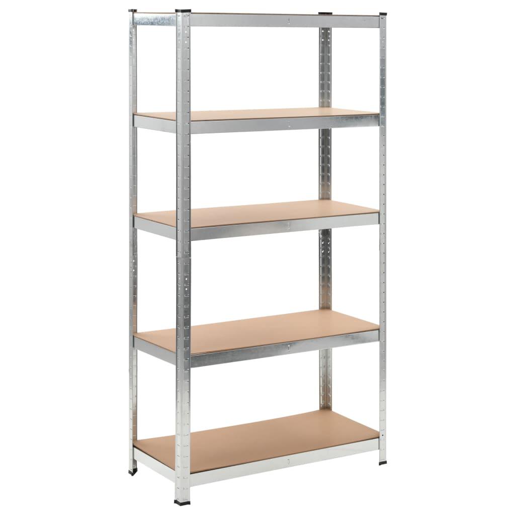 5-Layer Heavy-duty Shelf Silver Steel&Engineered Wood at Set Shop and Smile