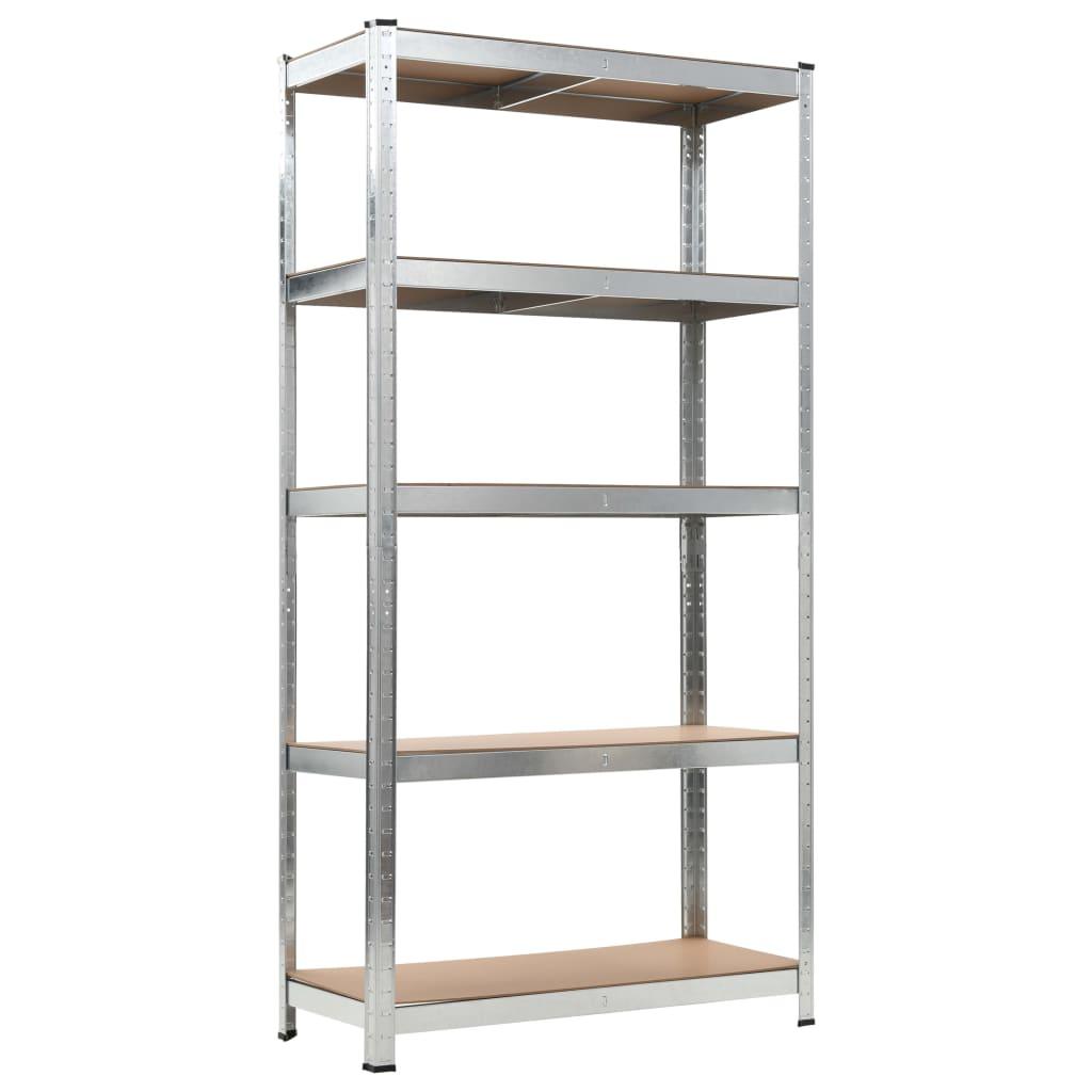 5-Layer Heavy-duty Shelf Silver Steel&Engineered Wood at Set Shop and Smile