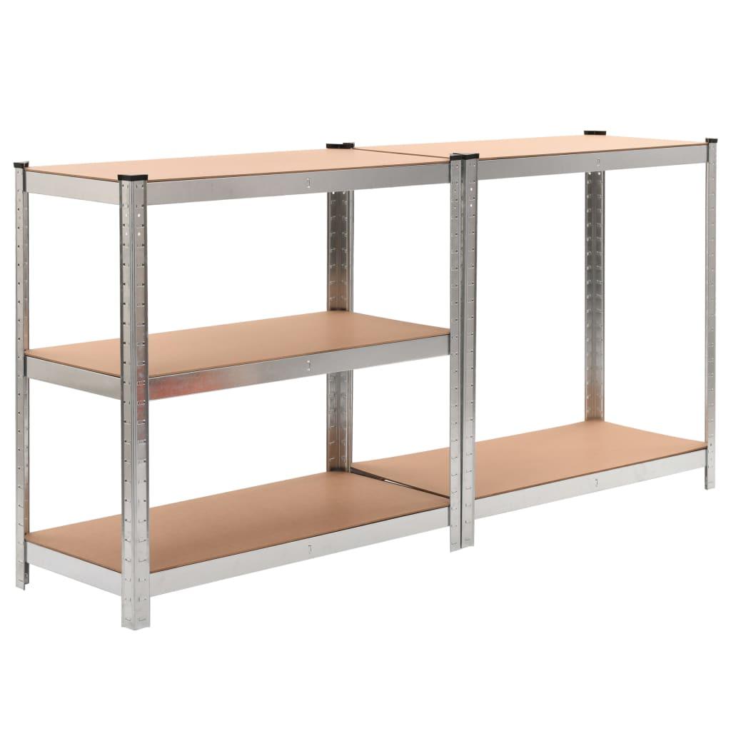 5-Layer Heavy-duty Shelves 2 pcs Silver Steel&Engineered Wood at Set Shop and Smile