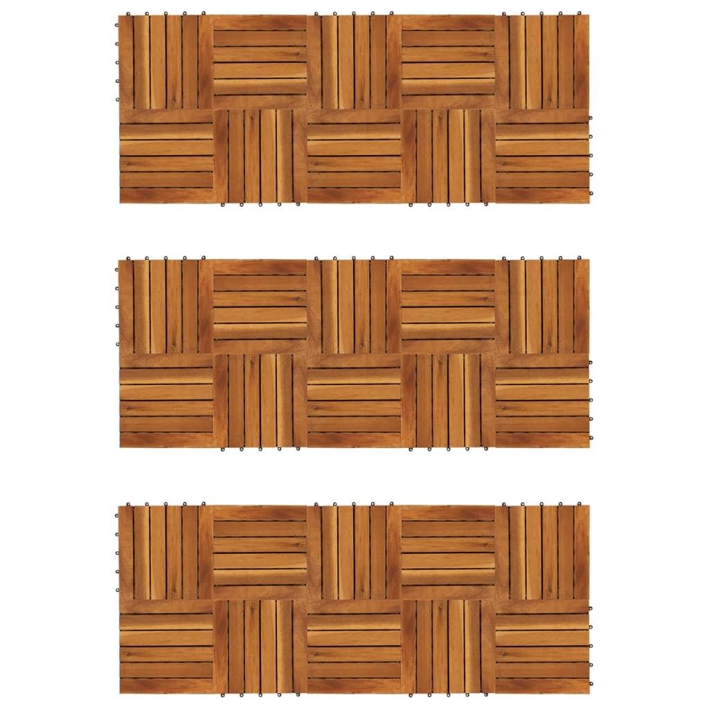 Decking Tiles Vertical Pattern 11.8"x11.8" Acacia Set of 30 at Set Shop and Smile