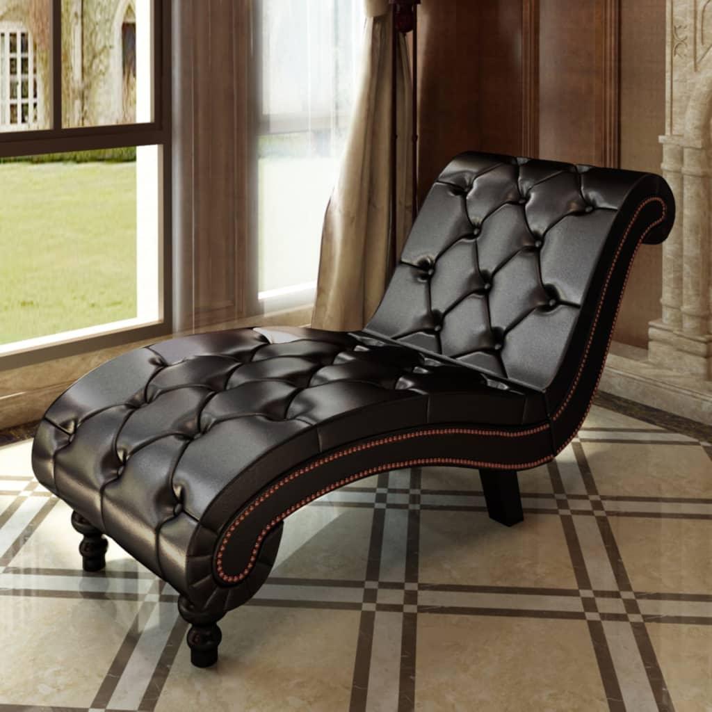 Chaise Longue Brown Faux Leather at Set Shop and Smile