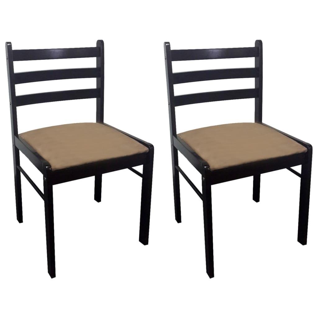 Dining Chairs 2 pcs Brown Solid Rubber Wood and Velvet at Set Shop and Smile