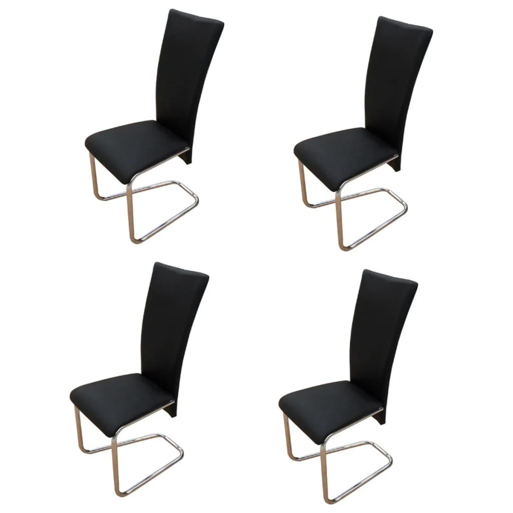 Dining Chairs 4 pcs Black Faux Leather at Set Shop and Smile