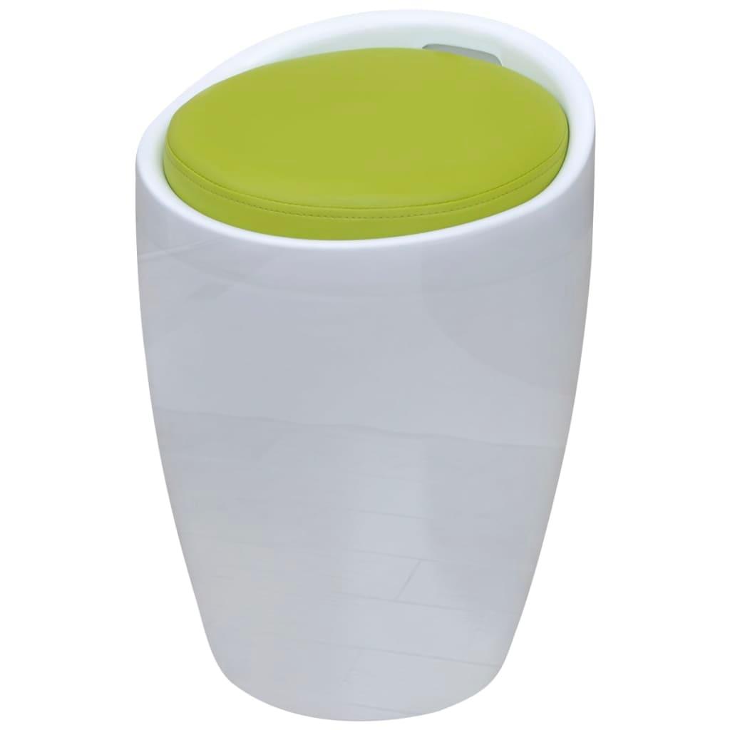 Stool White and Green Faux Leather at Set Shop and Smile