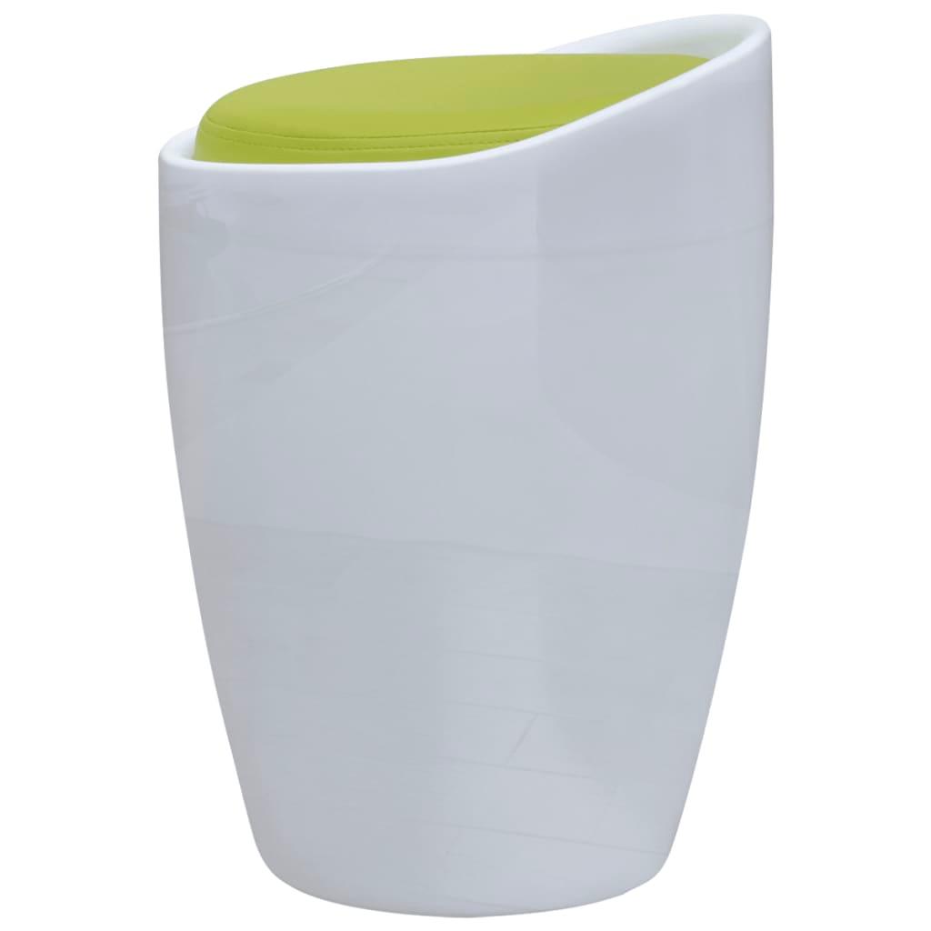 Stool White and Green Faux Leather at Set Shop and Smile