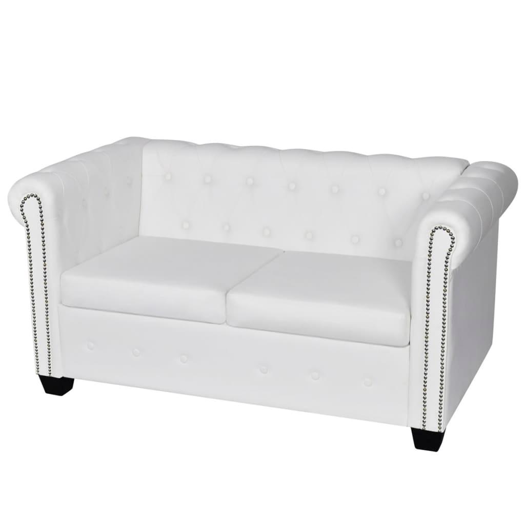 Chesterfield 2-Seater Artificial Leather White at Set Shop and Smile