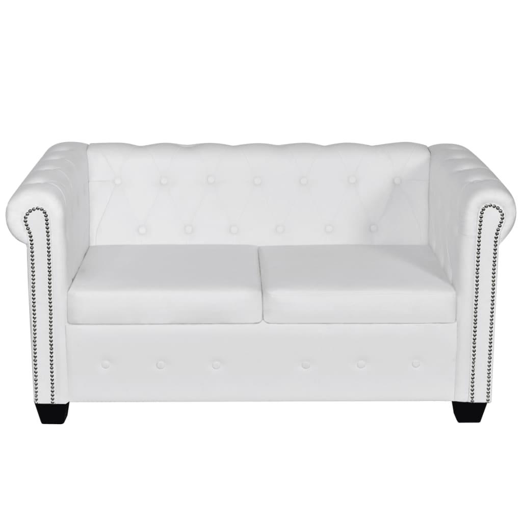 Chesterfield 2-Seater Artificial Leather White at Set Shop and Smile