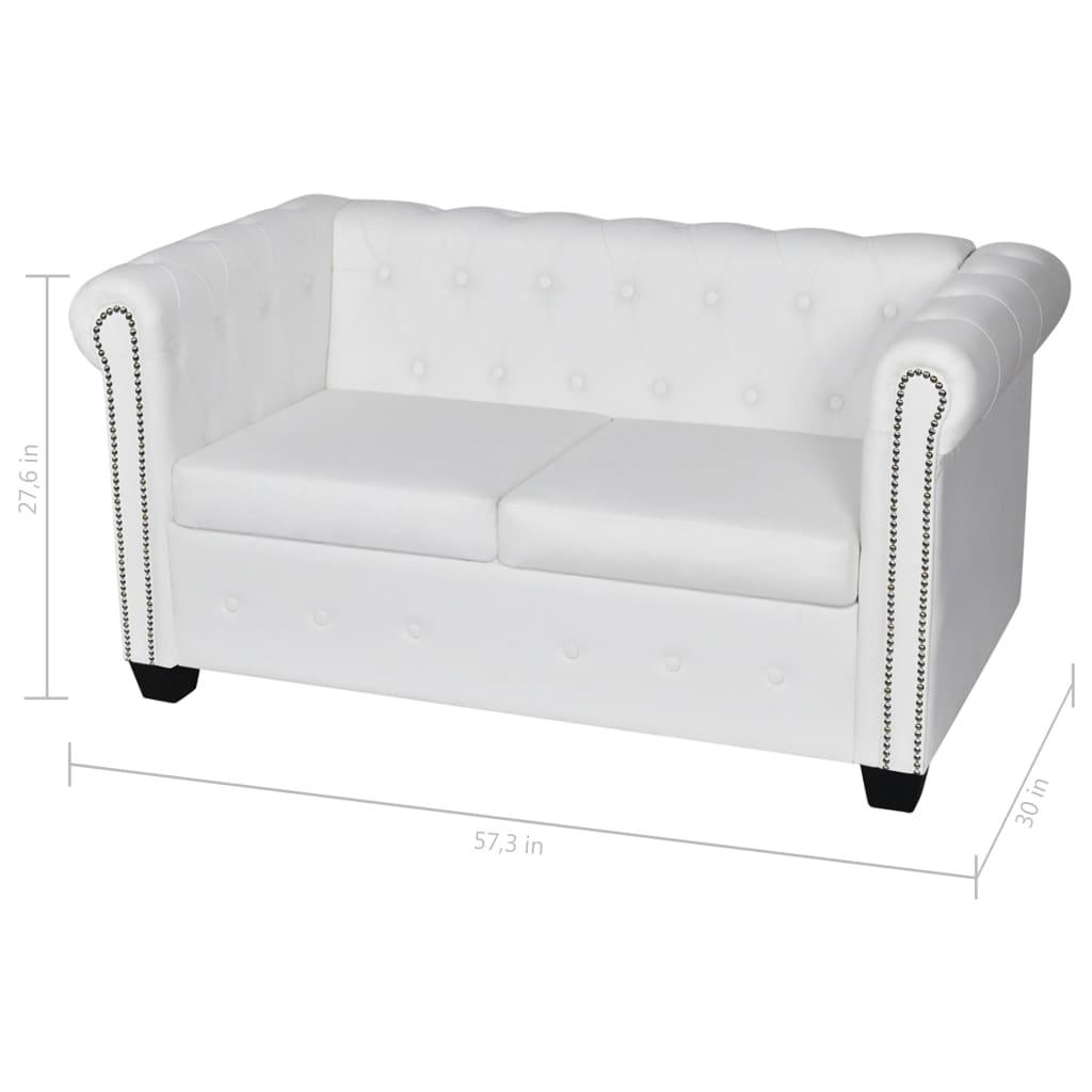 Chesterfield 2-Seater Artificial Leather White at Set Shop and Smile
