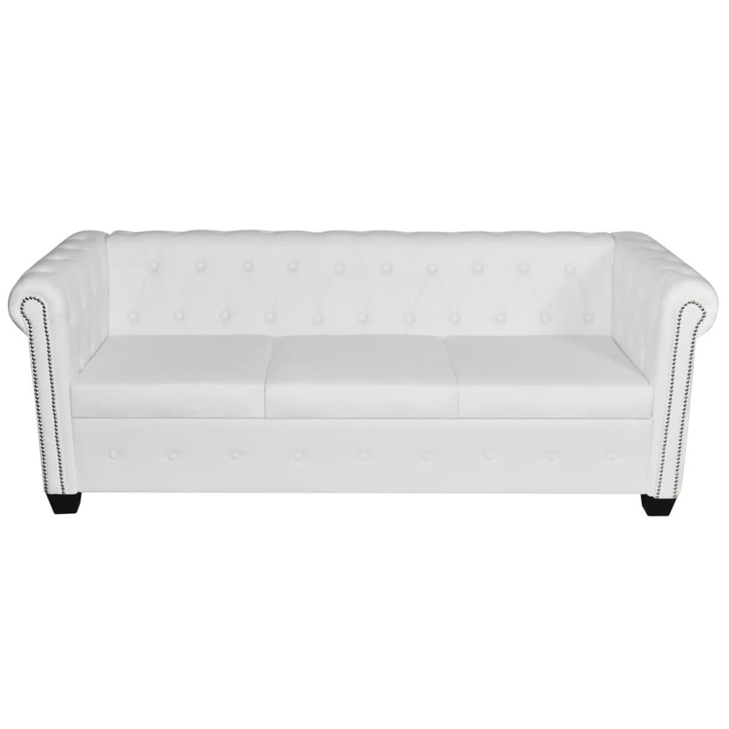 Chesterfield 3-Seater Artificial Leather White at Set Shop and Smile