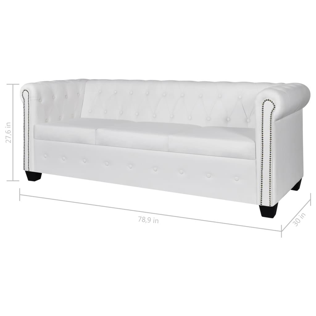 Chesterfield 3-Seater Artificial Leather White at Set Shop and Smile