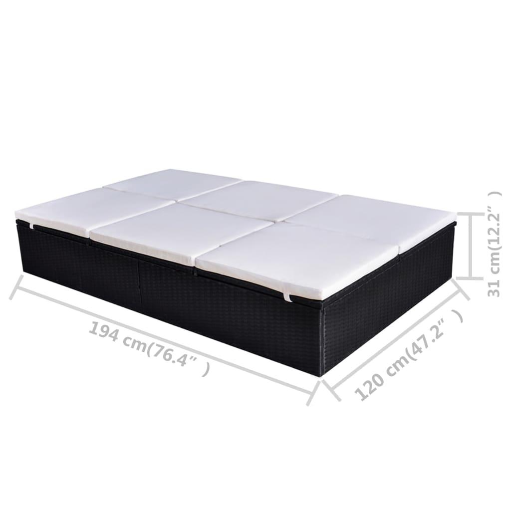 Double Sun Lounger with Cushion Poly Rattan Black at Set Shop and Smile