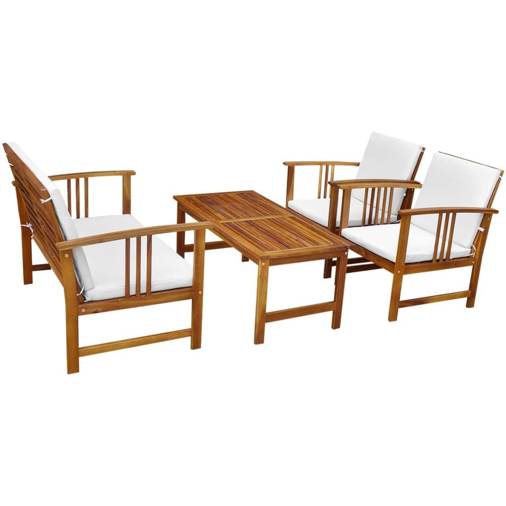 4 Piece Patio lounge set with Cushions Solid Acacia Wood at Set Shop and Smile