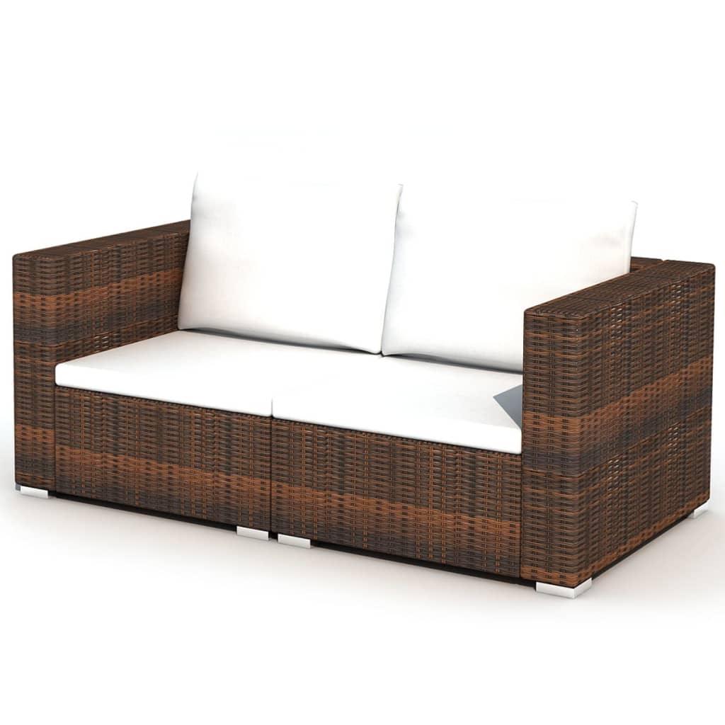 10 Piece Patio Lounge Set with Cushions Poly Rattan Brown at Set Shop and Smile