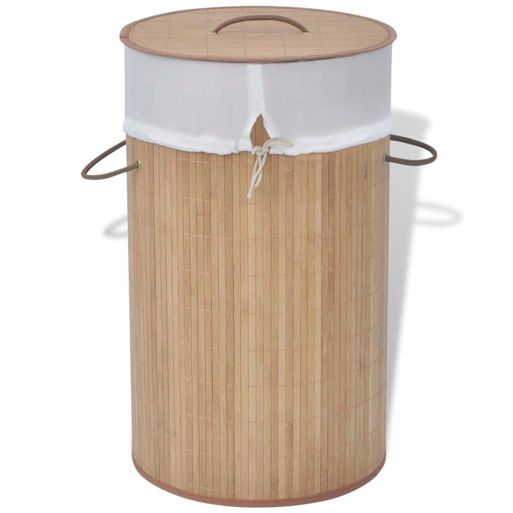 Bamboo Laundry Bin Round Natural at Set Shop and Smile