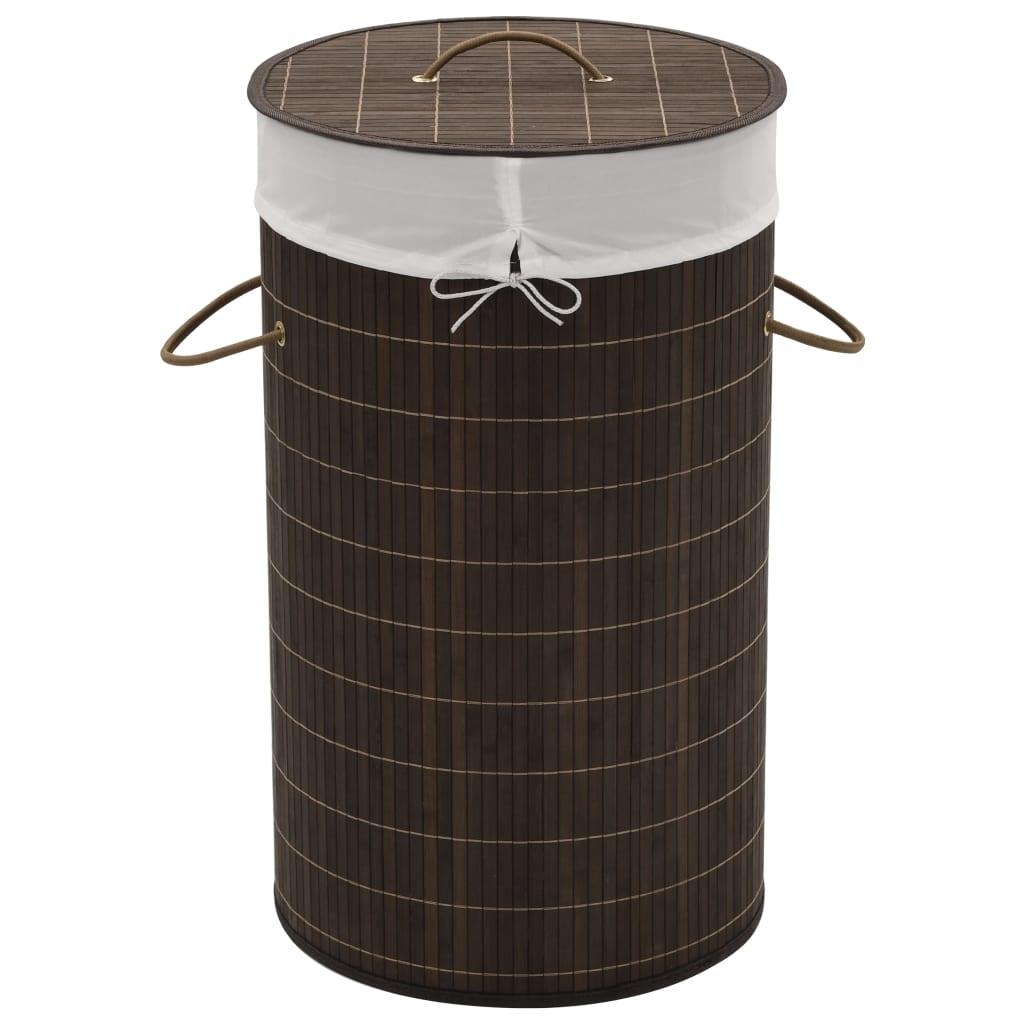 Bamboo Laundry Bin Round Dark Brown at Set Shop and Smile