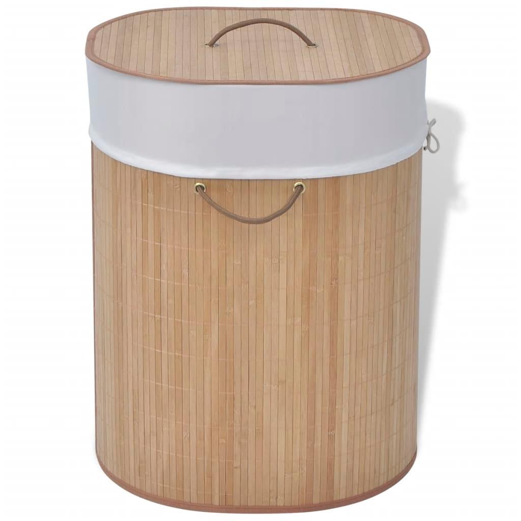 Bamboo Laundry Bin Oval Natural at Set Shop and Smile