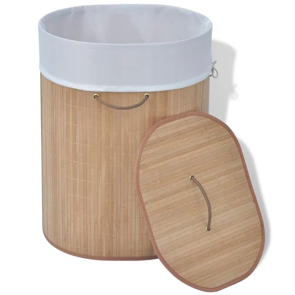 Bamboo Laundry Bin Oval Natural at Set Shop and Smile