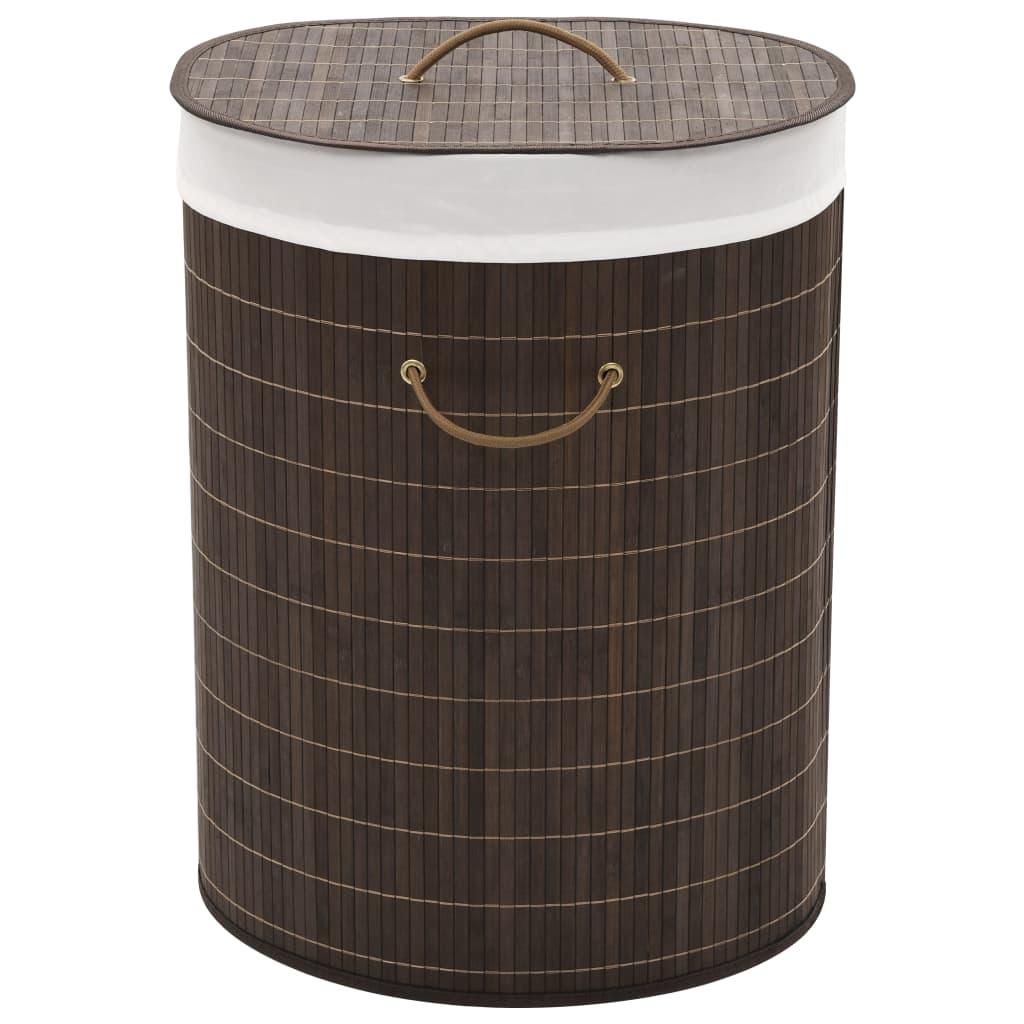 Bamboo Laundry Bin Oval Dark Brown at Set Shop and Smile