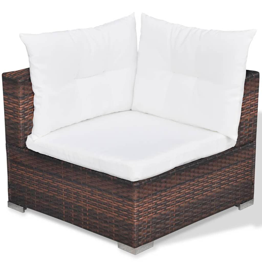 5 Piece Patio Lounge Set with Cushions Poly Rattan Brown at Set Shop and Smile