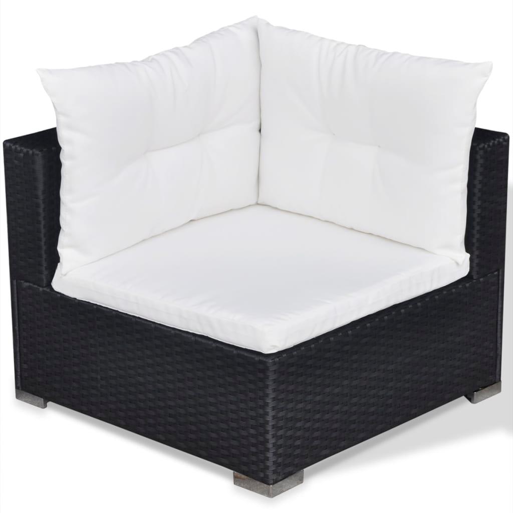5 Piece Patio Lounge Set with Cushions Poly Rattan Black at Set Shop and Smile