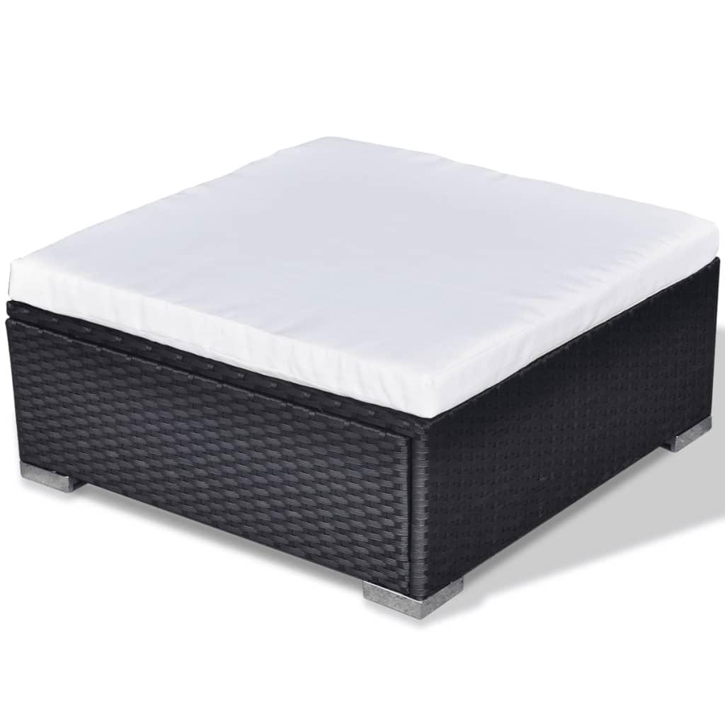 5 Piece Patio Lounge Set with Cushions Poly Rattan Black at Set Shop and Smile