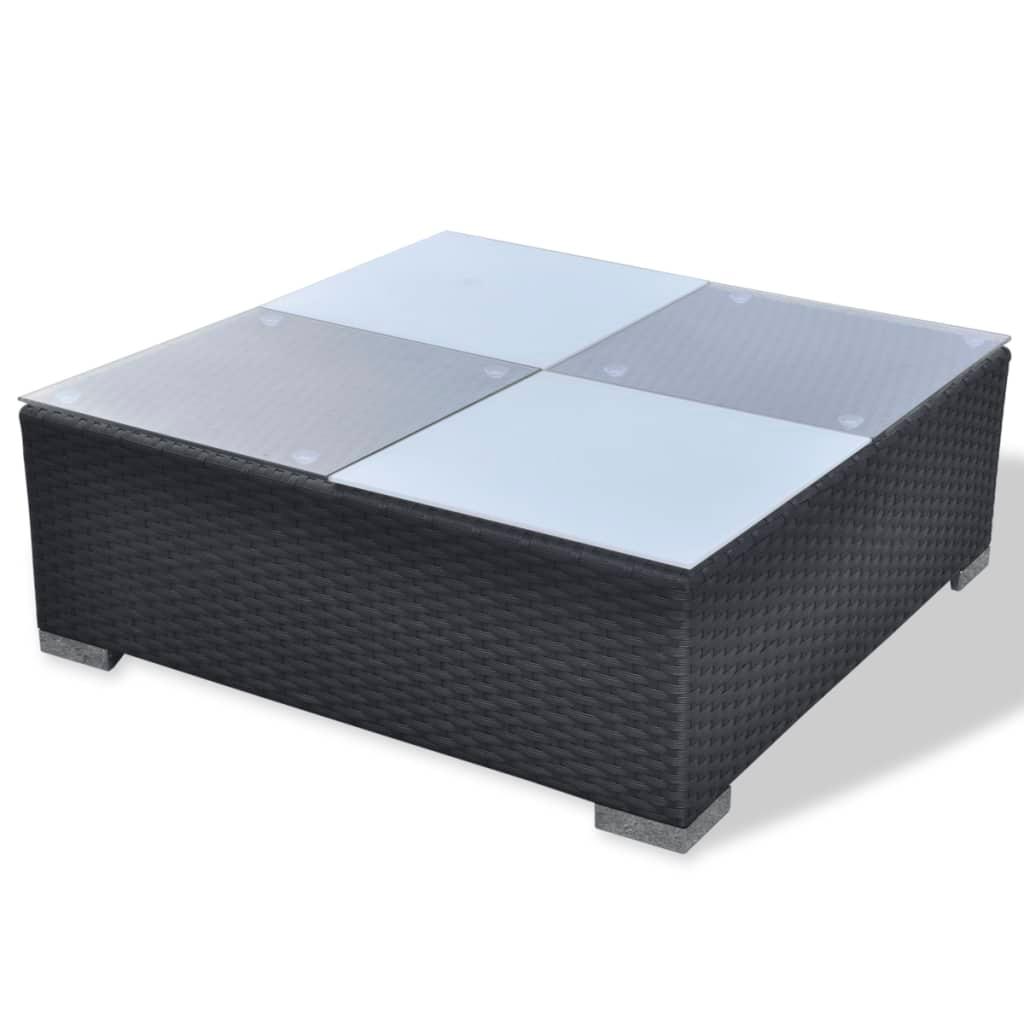 5 Piece Patio Lounge Set with Cushions Poly Rattan Black at Set Shop and Smile