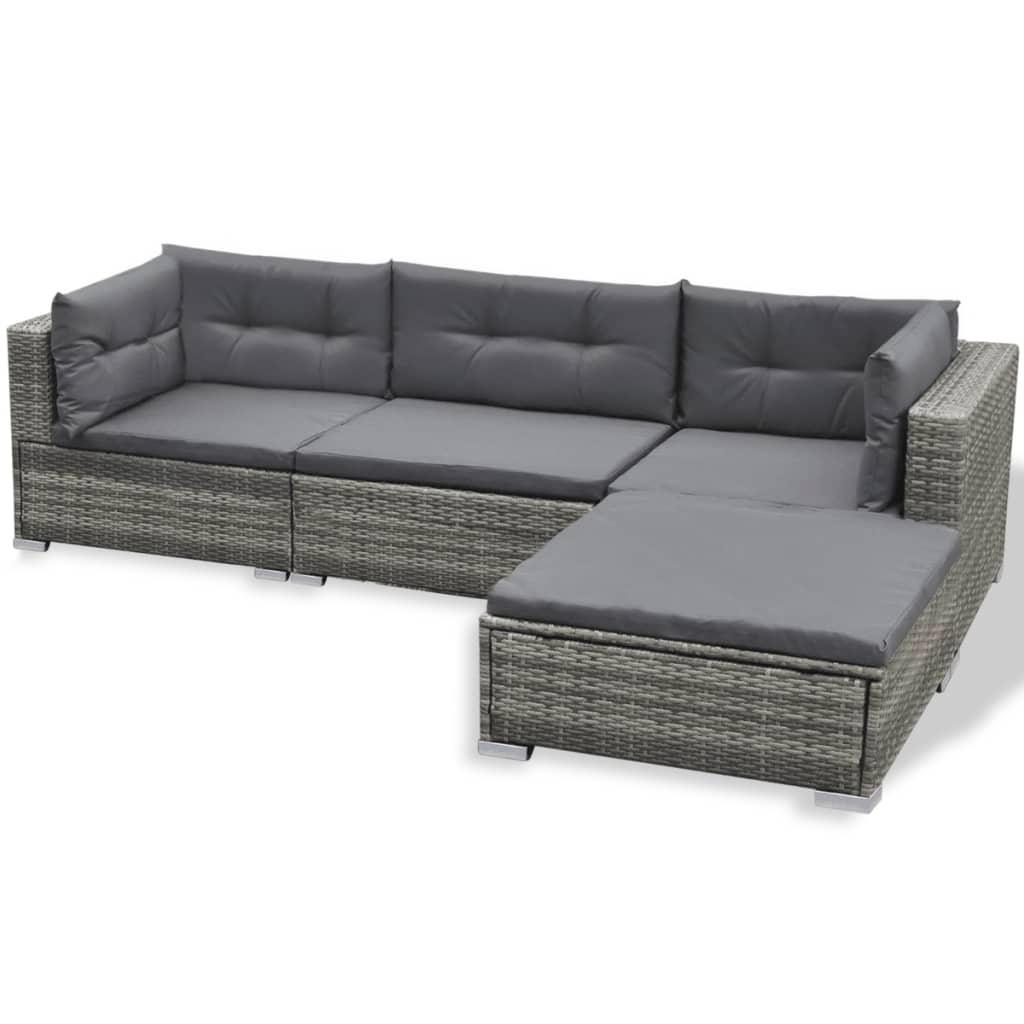 6 Piece Patio Lounge Set with Cushions Poly Rattan Gray at Set Shop and Smile
