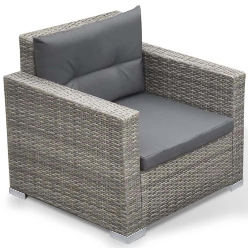 6 Piece Patio Lounge Set with Cushions Poly Rattan Gray at Set Shop and Smile
