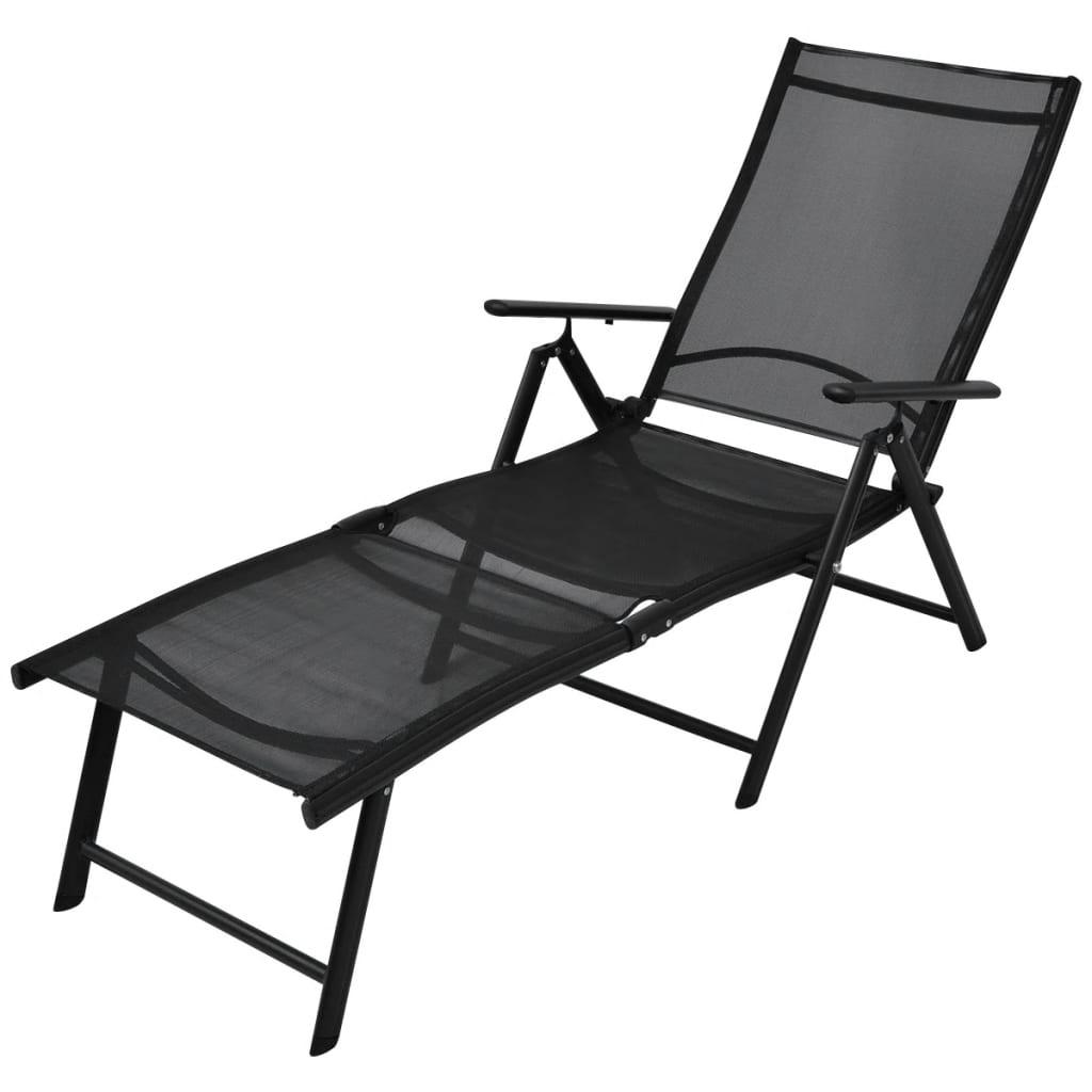 Folding Sun Lounger Aluminum Black at Set Shop and Smile