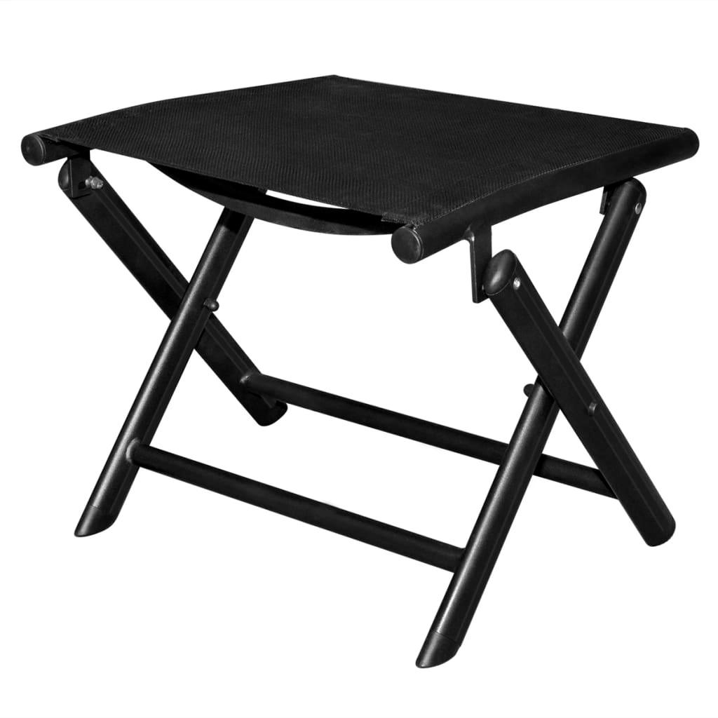 Folding Footstool Black Aluminum and Textilene at Set Shop and Smile