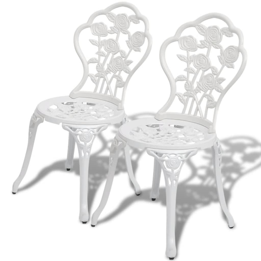 3 Piece Bistro Set Cast Aluminum White at Set Shop and Smile