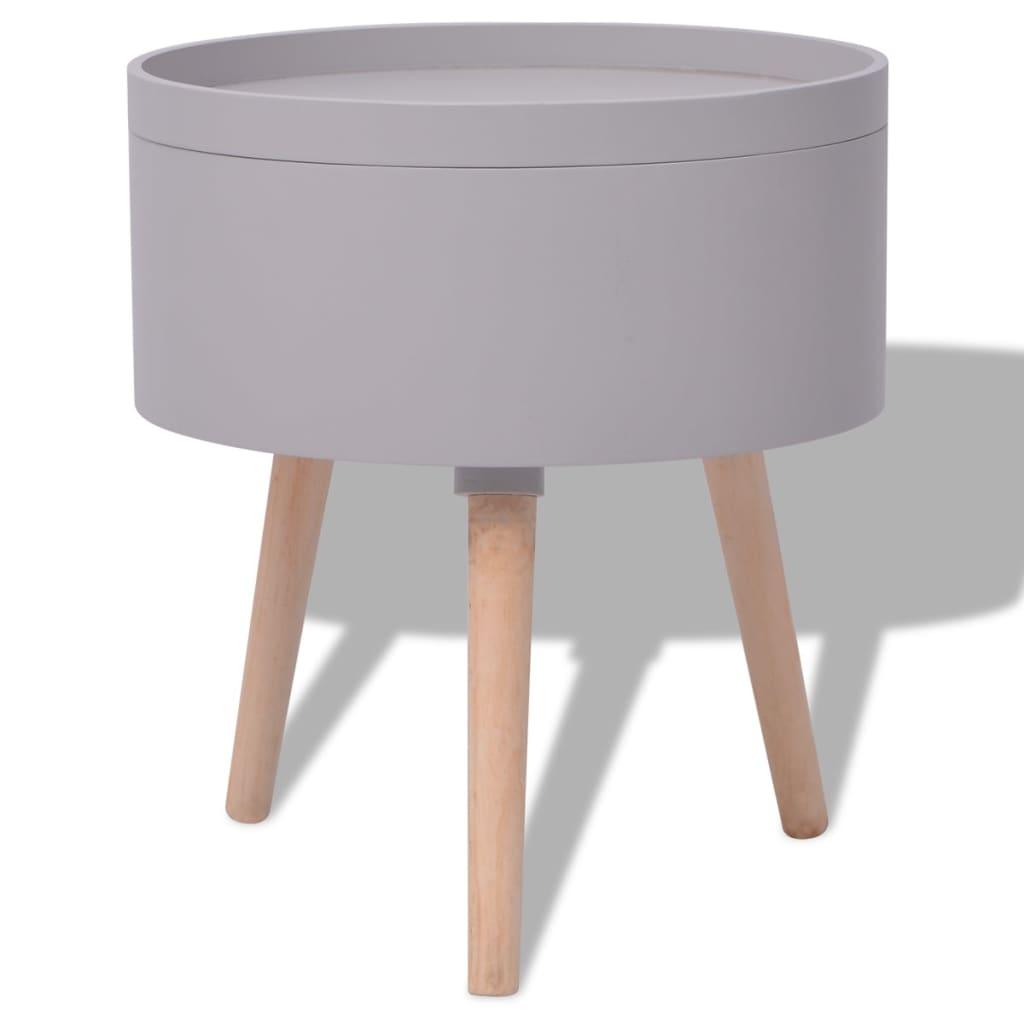 Side Table with Serving Tray Round 15.6"x17.5" Gray at Set Shop and Smile