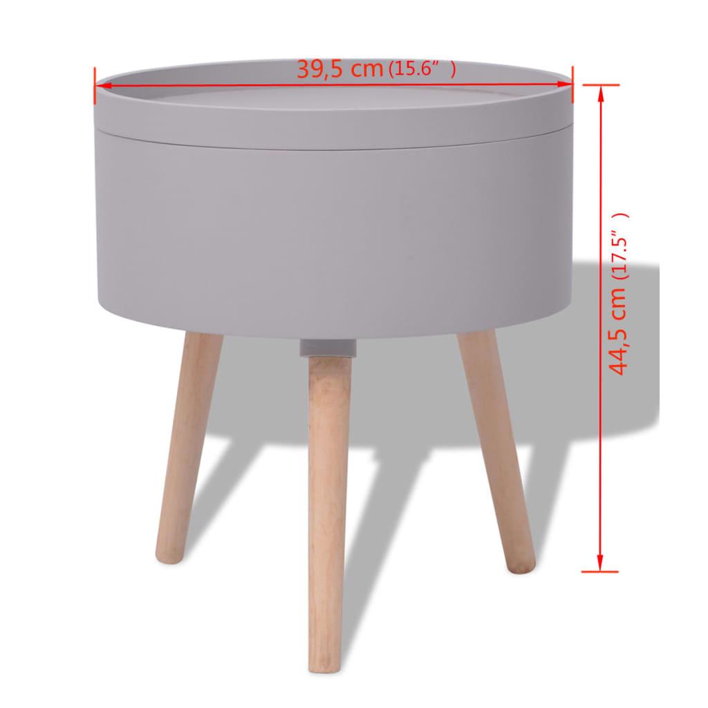 Side Table with Serving Tray Round 15.6"x17.5" Gray at Set Shop and Smile