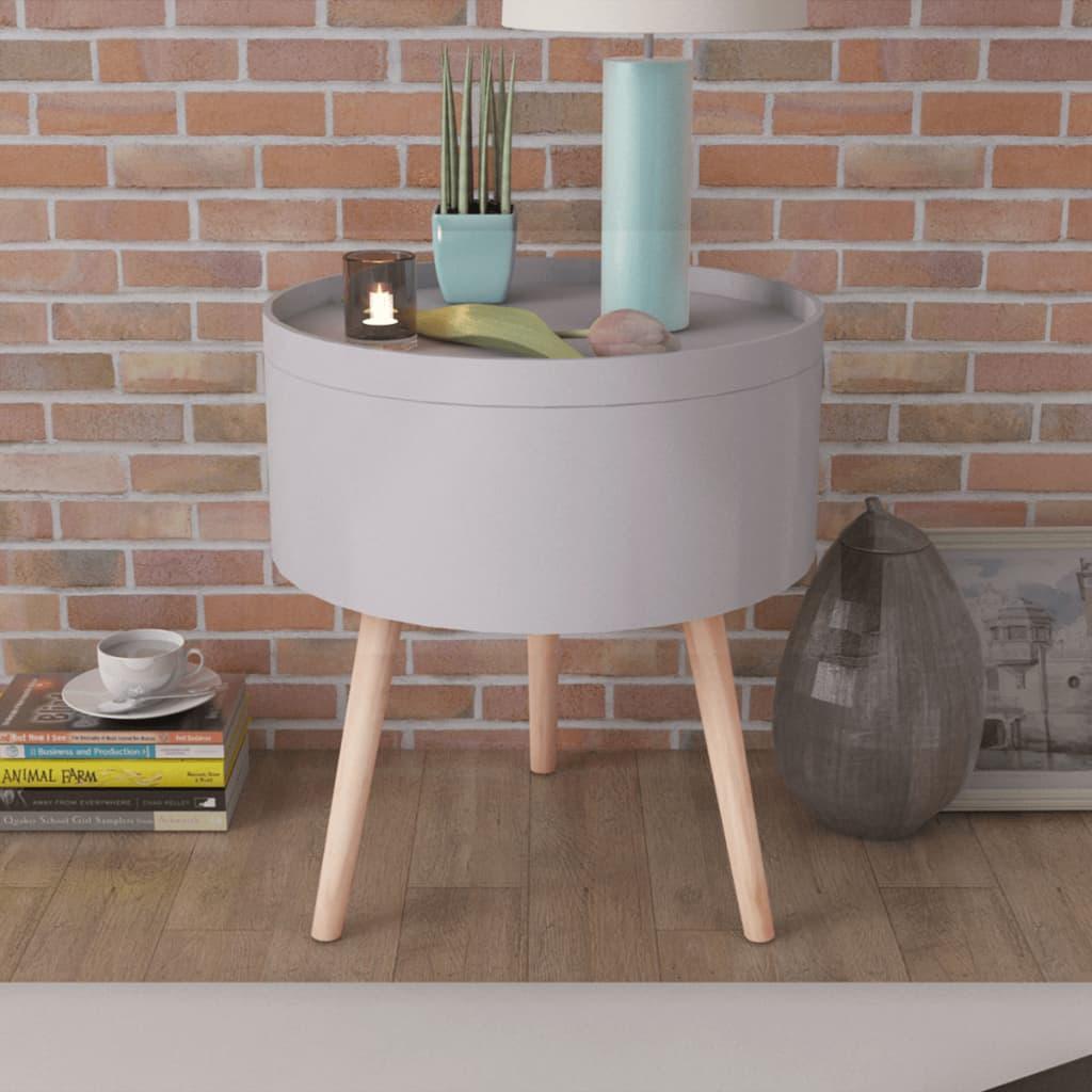 Side Table with Serving Tray Round 15.6"x17.5" Gray at Set Shop and Smile