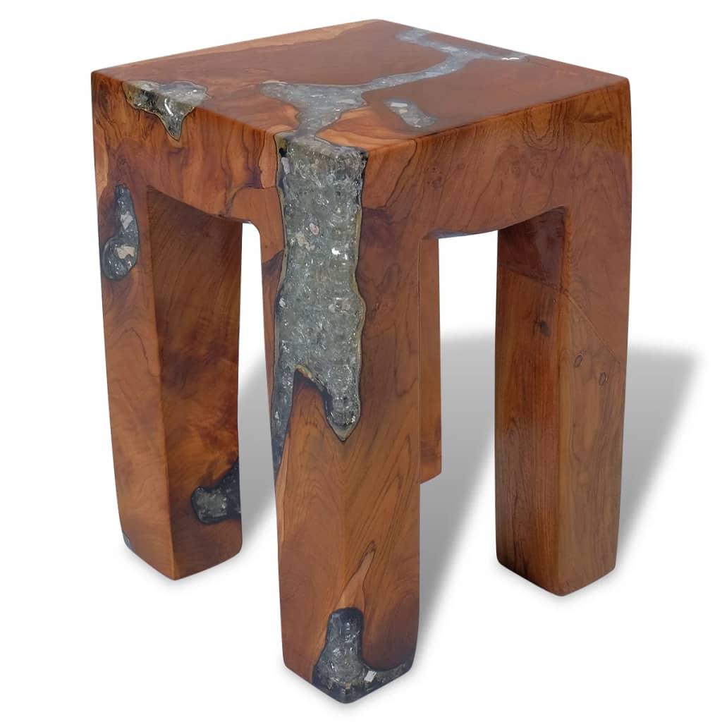 Stool Solid Teak Wood and Resin at Set Shop and Smile